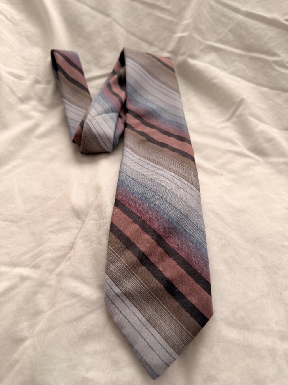 Damon Vintage Mauve/Blue/Gray Striped Formal Tie